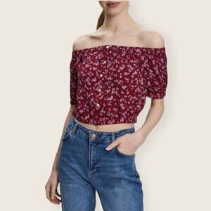 NWOT | Vero Moda | Floral Crop Top | Burgundy | Large